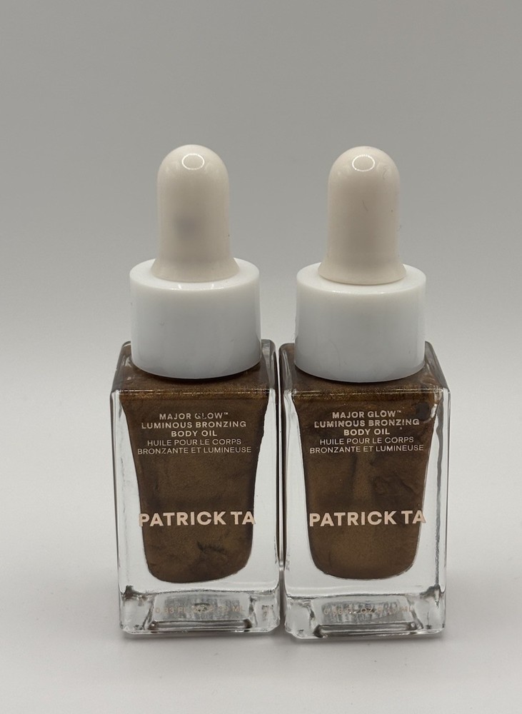 NEW 2X Patrick Ta Major Glow Luminous Bronzing Body Oil Travel Mini 10ml/0.33oz