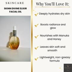 Skinn Divine Elixir Luminous Facial Oil, Manuka Honey, Hydrating
