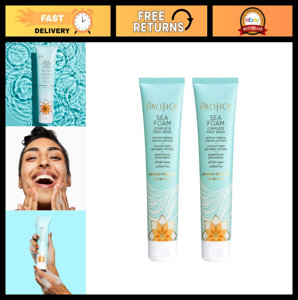 Gentle Daily Facial Cleanser & Makeup Remover Set, Vegan, Coconut Water, 2 Pack