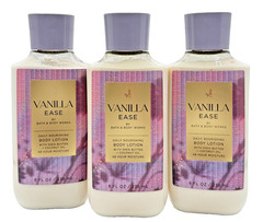 NEW Bath & Body Works Lot of 3 Bottles Vanilla Ease Daily Body Lotion Cream 8 oz