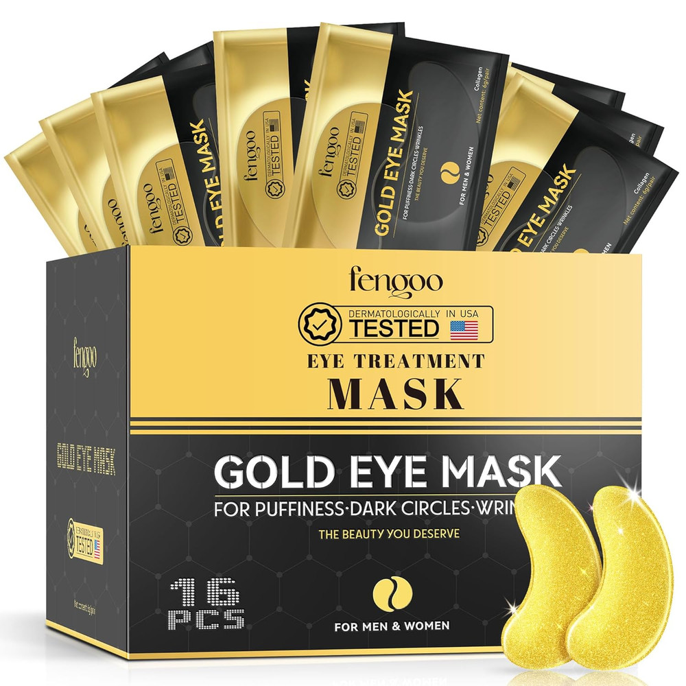 16 PCS (8 Pairs) 24K Gold Collagen under Eye Patches & Smile Line Patches,Sodium