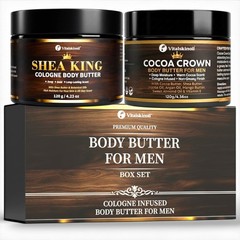 Body Butter for Men skincare Shea King and Cocoa Crown, Cologne Scented Duo. …