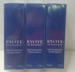 LOT OF 3 EVOTE 12H BIOCOMPLEX NIGHT HYDRATING MASK CLARIFYING RADIANCE 2.5oz NIB