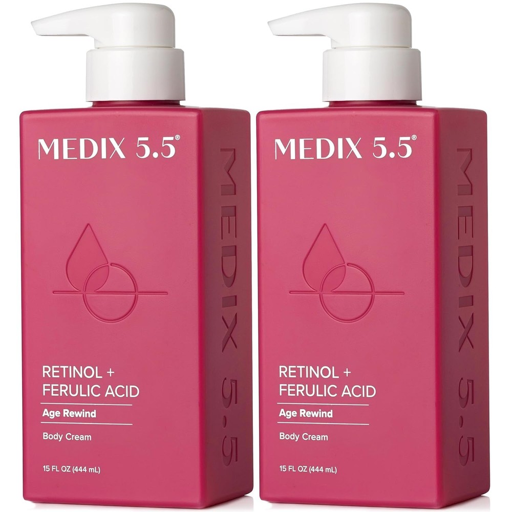 MEDIX 5.5 Retinol + Ferulic Acid Age Rewind Body Cream 15oz (2 Pack)