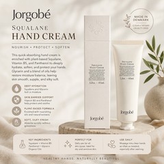 Jorgobé Squalane Hand Cream Moisturizer w/ Vitamin B5 Vegan 2.2 oz / 65 ml