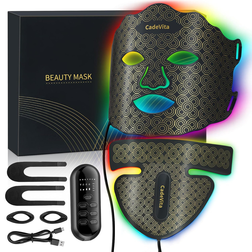 LED Face Neck Therapy Mask 7 Color 173 LED Rechargeable Skin Care Timer Black