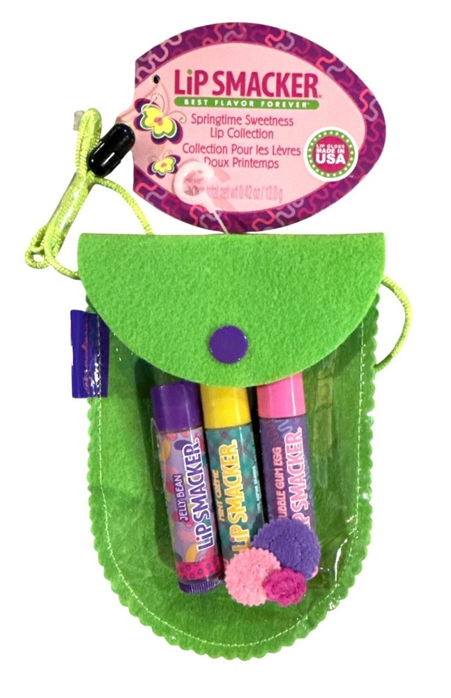 3pc Set Vintage LIP SMACKER Easter SPRINGTIME SWEETNESS Lip Balms+Bag Jellybean+