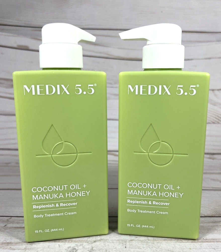 MEDIX 5.5 Coconut Oil Manuka Honey Body Treatment Cream Repair 15oz (2 Pack)