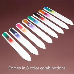 Double Sided Bohemian Crystal Czech Glass Nail File in Plastic Sleeve – 8 Pieces