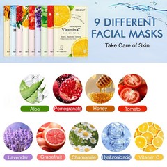 KONEUK 9 Pack Collagen Face Masks Skincare for Women, 1 Count (Pack of 9)