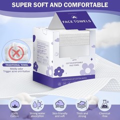 Face Towels, Disposable Face Towelette, Makeup Remover Dry Wipes 100 Count(2 Box