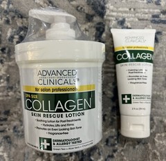 Collagen, Skin Rescue Lotion, Fragrance Free, 16 oz (454 g) And Travel Size 2 Oz