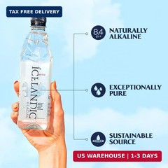 Icelandic Glacial Natural Spring Alkaline Water, 500 ml / 16.9 Fl Oz (Pack of 6)