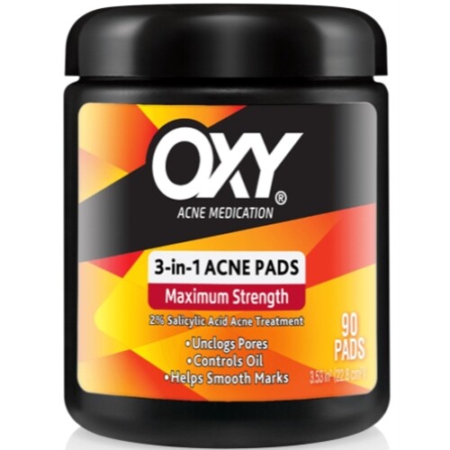 Oxy Maximum Action 3-In-1 Acne Treatment Pads, 90 Count Each