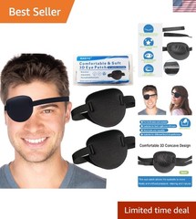 Set of 2 Adjustable 3D Eye Patches for Comfortable Lazy Eye Treatment – Black