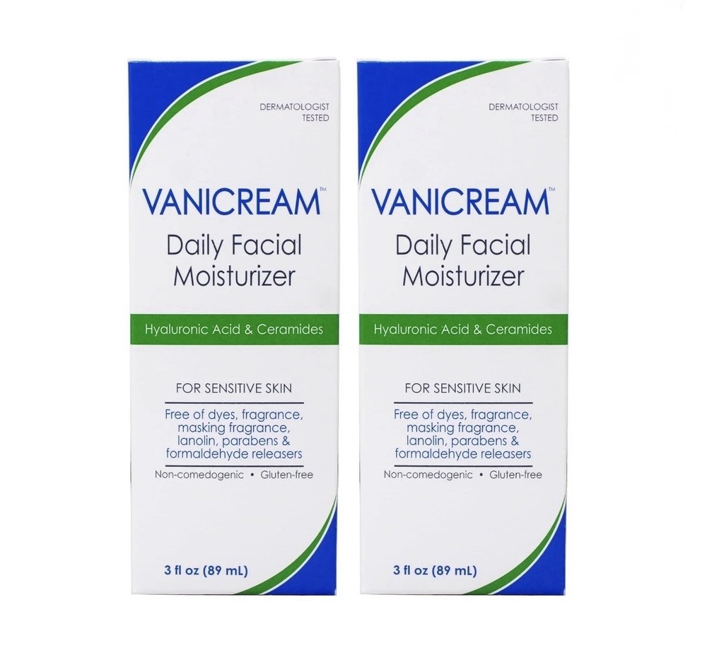 Vanicream Daily Facial Moisturizer, 3 oz, Hyaluronic Acid – 2 Pack