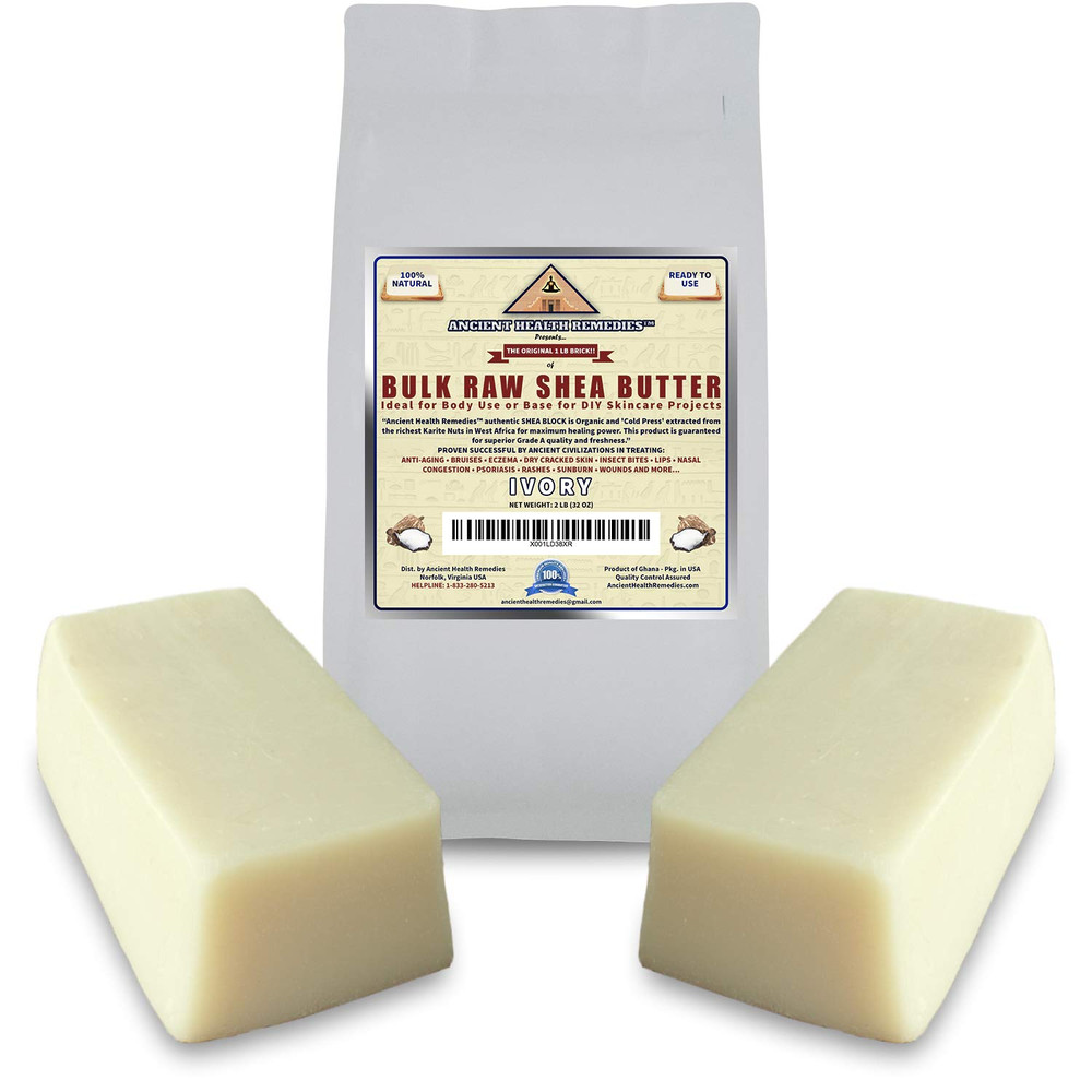 Organic Unrefined Raw AFRICAN IVORY WHITE SHEA BUTTER BLOCKS/JAR Bulk Size