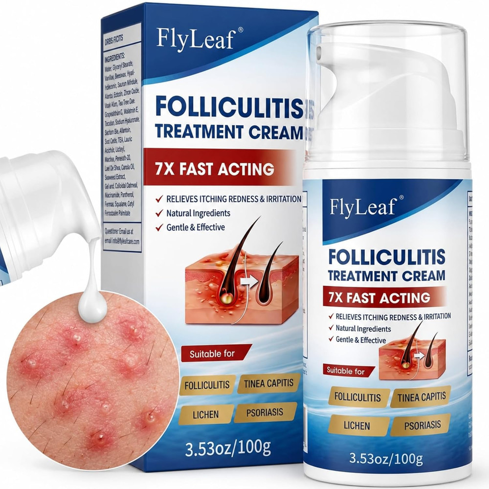 Folliculitis Treatment Cream with 5% Benzoyl Peroxide & Tea Tree Oil, Fast Actin