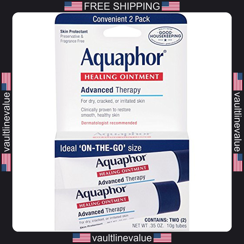 Aquaphor Healing Ointment 0.35oz Tubes Pack of 2 Skin Protectant Dry Skin Care
