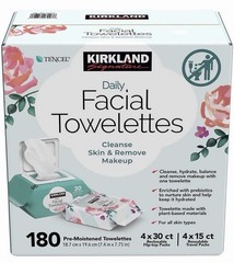 KIRKLAND Signature Daily Facial Towellettes, 4.53 Pound (180 Count, 1-Box)