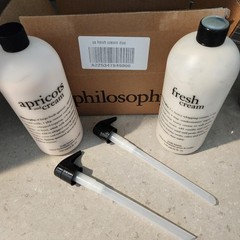 Philosophy DUO Fresh Cream , Apricots & Cream Body Lotions w/pumps 32 oz
