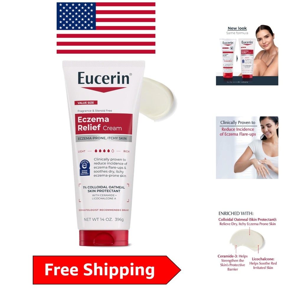 Eczema Relief Cream – Unscented, Fragrance Free, 14 Oz Colloidal Oatmeal