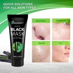 Blooskim Charcoal Blackhead Remover Mask, Herbal Clean Oily & Combo Skin, 80ml