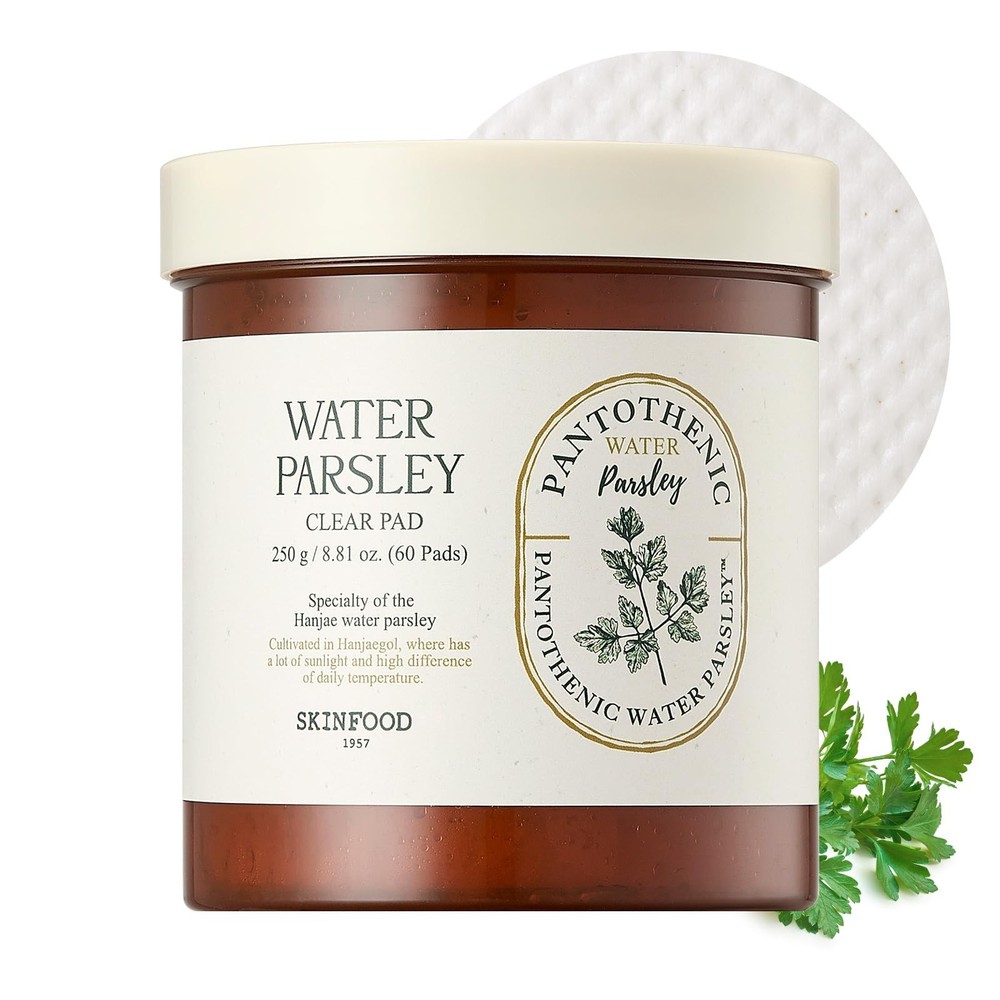 SKINFOOD Pantothenic Water Parsley Clear Toner Pad, Daily Exfoliating Pads fo…