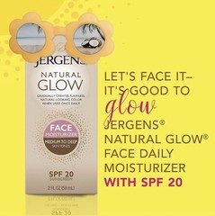 Jergens NATURAL GLOW spf 20 Daily FACE Moisturizer 2oz MEDIUM to DEEP 11/2026
