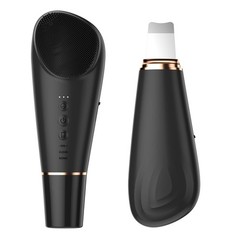 Stepcare Silicone Face Scrubber Blackhead Scraper Rechargeable 2-in-1 Black