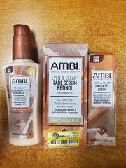 3 Pk: AMBI Even & Clear Face Moisturizer/Fade Serum/Eye Serum Exp. 8/31/26 E11C