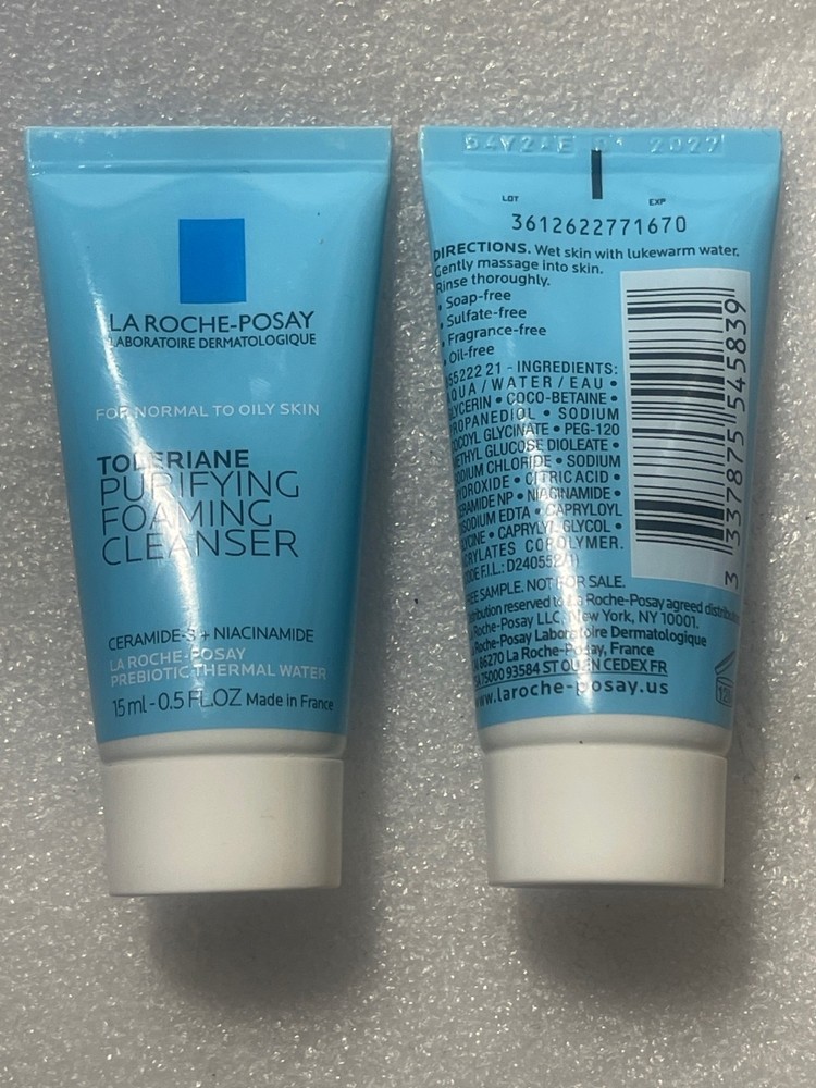 La Roche Posay Toleriane Purifying Foaming Face Cleanser 15 ml .5 fl oz X2 (D9)