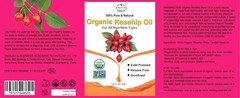 Organic Rosehip Seed Oil for Face, USDA Certified, Cold Pressed, Unrefined, 100%