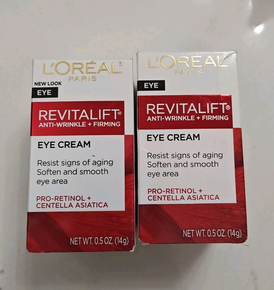 Loreal Revitalift Eye Cream Anti-Wrinkle Firming Soothing Depuff 0.5fl.oz X 2
