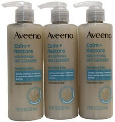 3 Aveeno Calm + Restore Nourishing Oat Cleanser Sensitive Skin Fragrance Free