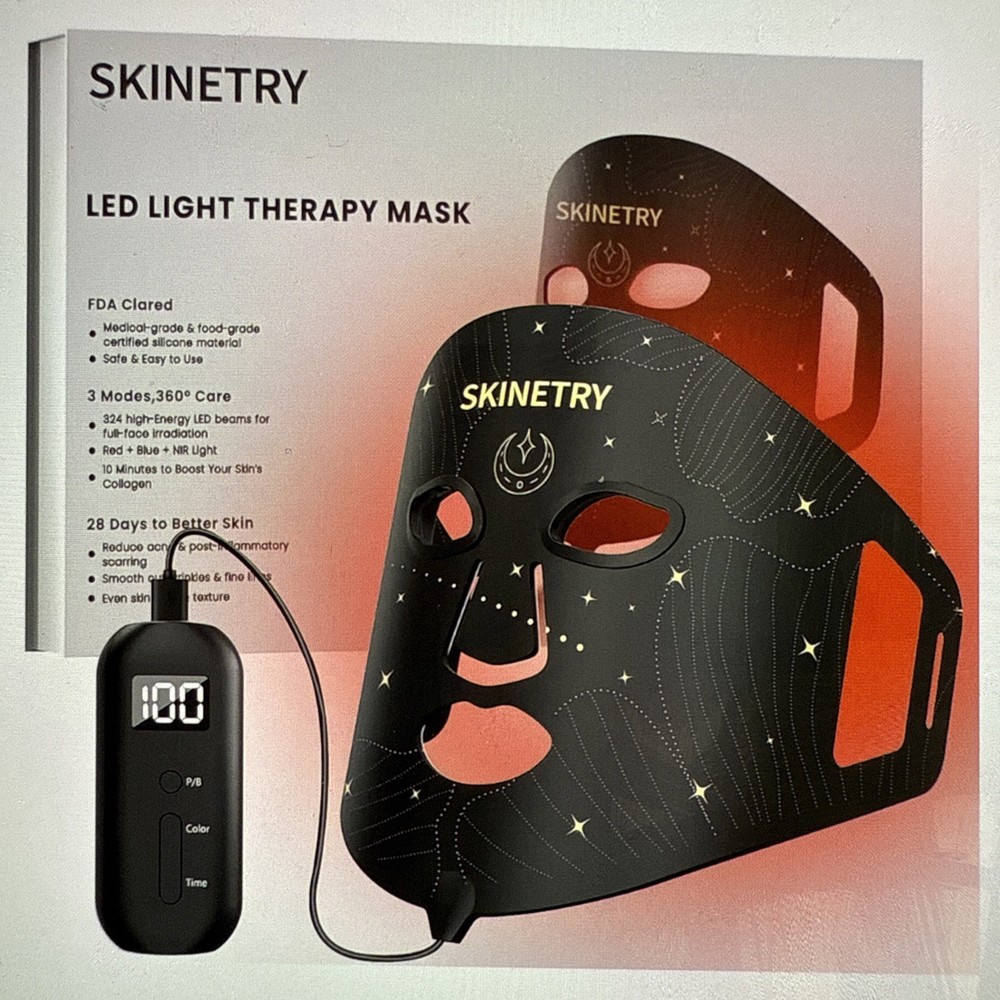 SKINETRY LED Face Mask,Red Light Therapy Face Mask, 7 Light Modes with 850nm NIR