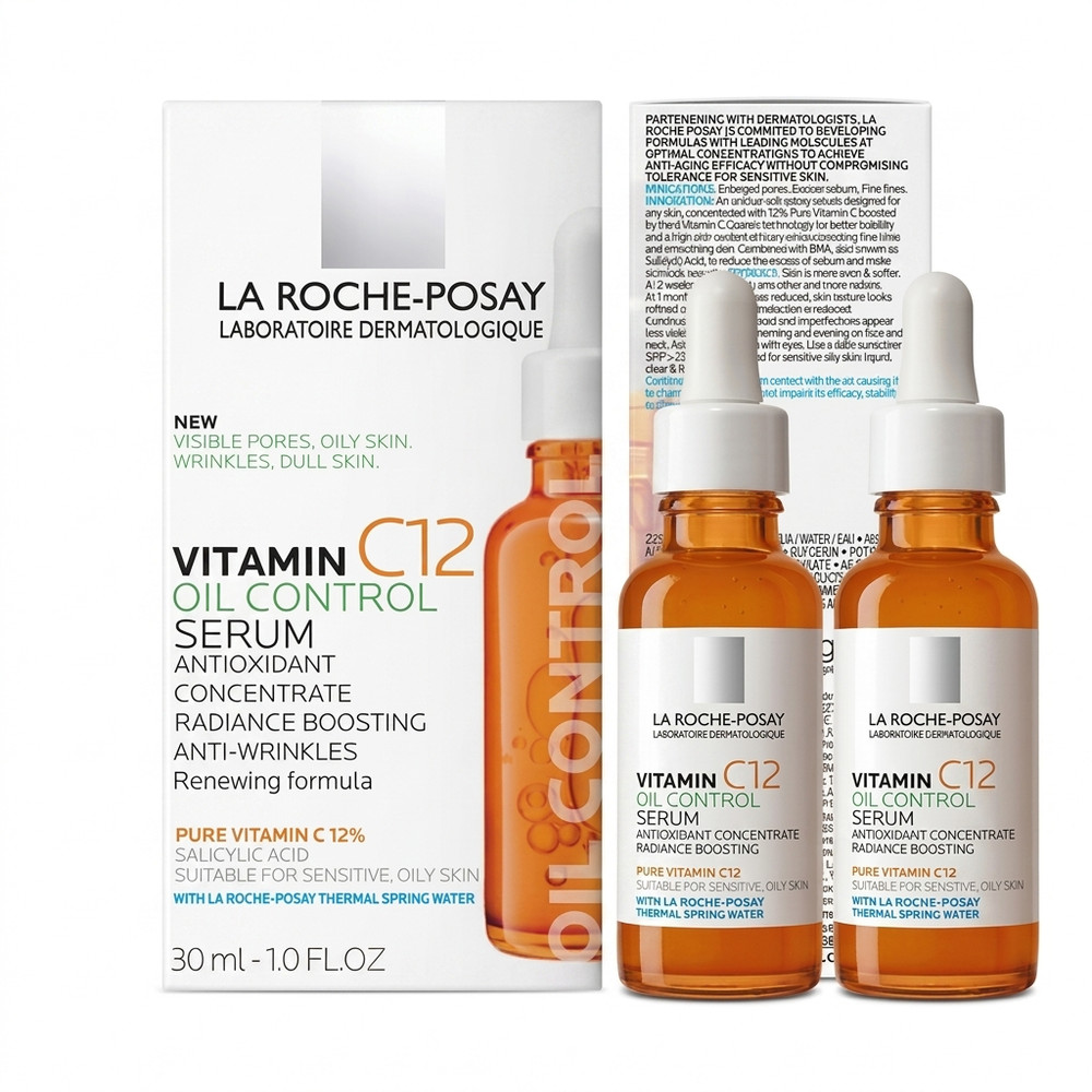 La Roche Posay Pure Vitamin C12 Serum 30ml Hyaluronic & Salicylic Acid Pack of 2