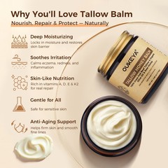 OUKEYA 100% Grass-Fed Tallow Honey Balm Intense Hydration Balm For Skin 110g