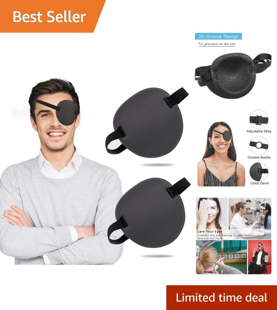 2PCS Adjustable 3D Eyepatch, Comfortable Medical Eye Patches for All Ages