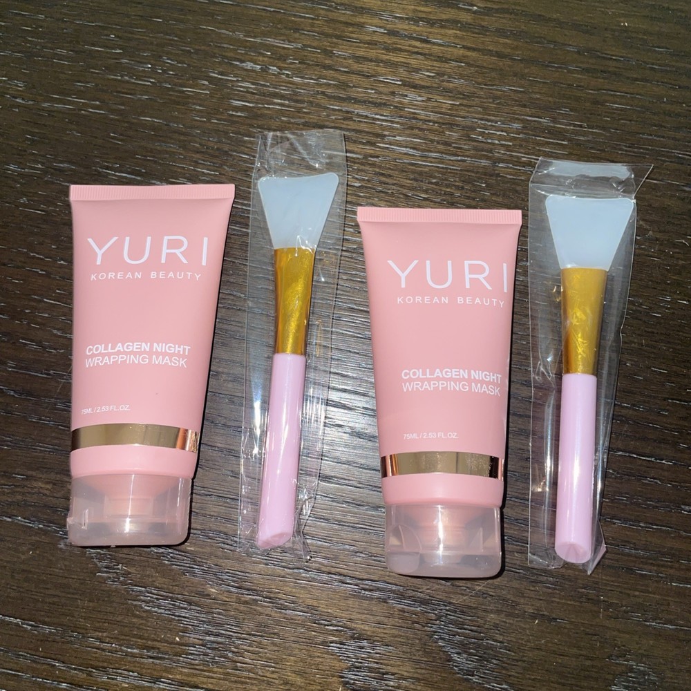 2 Yuri Korean Beauty Collagen Night Wrapping Mask Skincare Facial 75ml/2.53oz