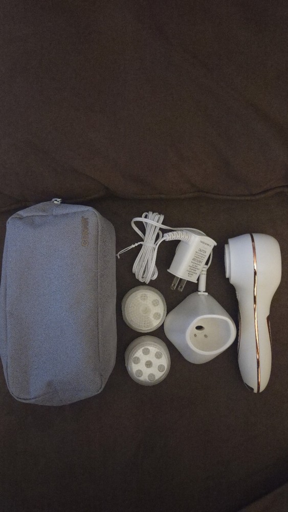 Conair Electric Facial Cleansing Brush 3-Speed Rechargeable, 2 Heads, Base, Case