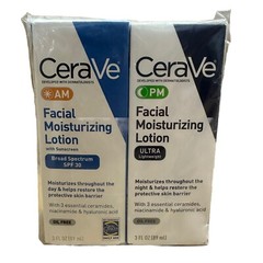 CeraVe AM/PM Facial Moisturizing Lotion Skin Care Set Ultra Lightweight 3oz