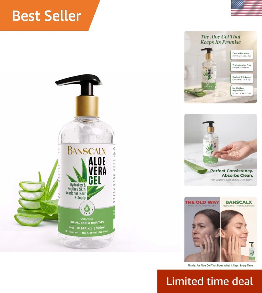 Gentle Aloe Vera Gel 10.14 oz – Organic Hydration for Skin, Scalp & Hair Care