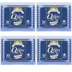 Q-tips Cotton Swab Travel Size Purse Pack 30 Count, 4 Pack