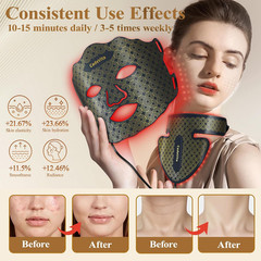 LED Face Neck Therapy Mask 7 Color 173 LED Rechargeable Skin Care Timer Black