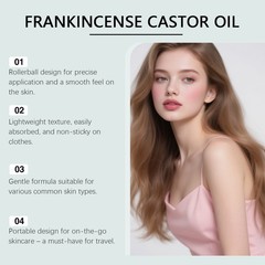 Frankincense And Castor Oil Rose Quartz Roll-on Organic Cold-Pressed Castor Oil