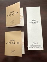 Coach Floral Perfumed Hand Cream 3.3 oz + 2 Coach Gold Perfume Samples New
