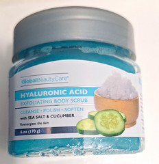 Global Beauty Care Hyaluronic Acid Exfoliating Body Scrub Sea Salt Cucumber 6 oz