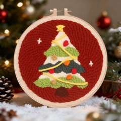 Fortilo Punch Needle Kit with Fabric | Small (7.87 inches), Christmas Tree