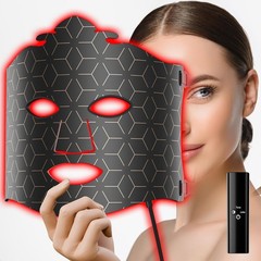 LED FACIAL MASK CORDLESS LED SILICONE FACE MASK LIGHT, SALON OR HOME, BLACK